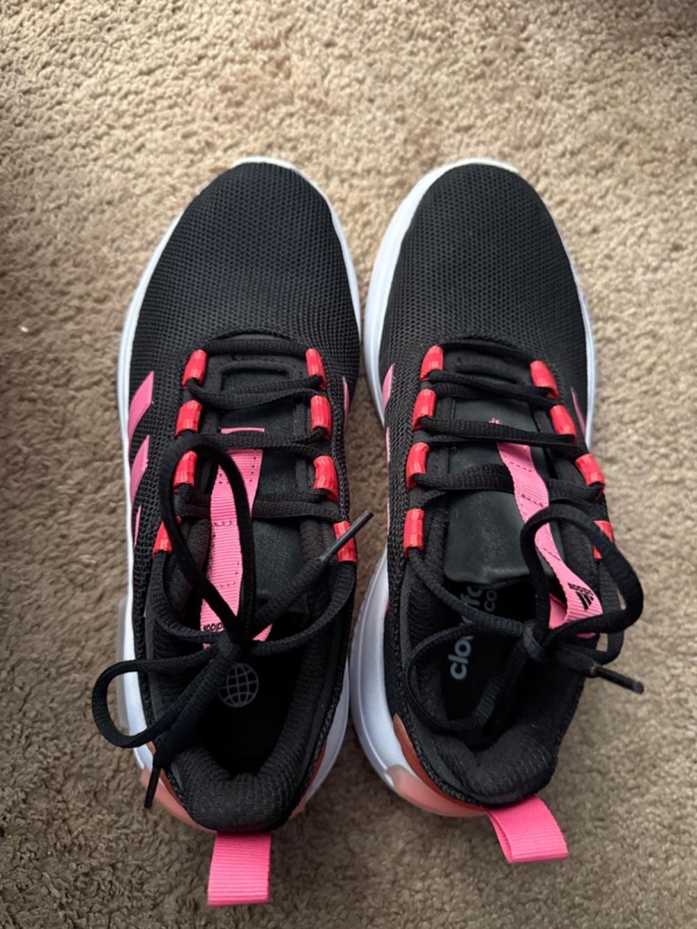 adidas Women's Black and Hot Pink Athletic Sneakers